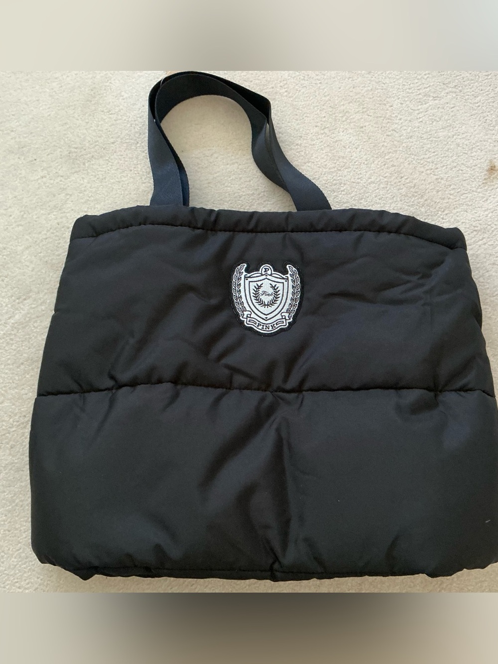 Victoria secret- Black Quilted Tote Bag with Crest